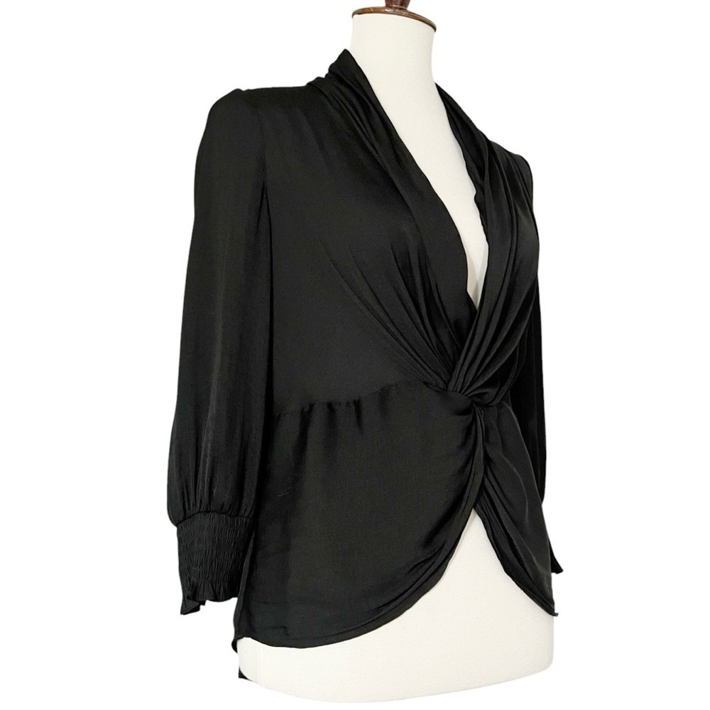 Current Air‎ Twist Front Long Sleeve Top in Black - Picture 2 of 11